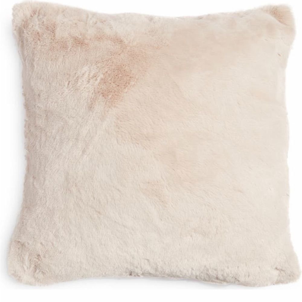NORDSTOM BABY PINK RECYCLED FUR THROE PILLOW WITH DOWN FIILLING